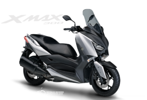Moto Xmax negra con plateado